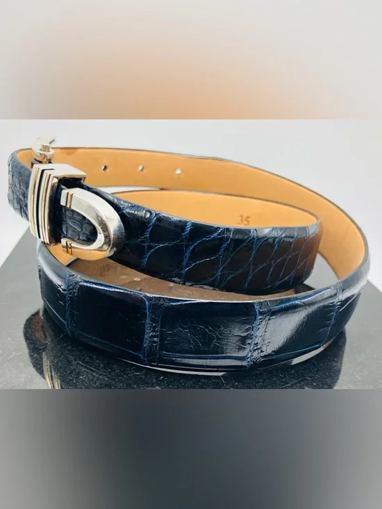 SADDLEBAGS Scottsdale, AZ 14K Gold & .925 Sterling Silver Buckle Alligator Belt - Picture 3 of 10
